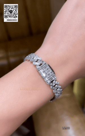Lắc Tay Cuban Full Xoàn Baguette - Long Ngọc Luxury - L2.80